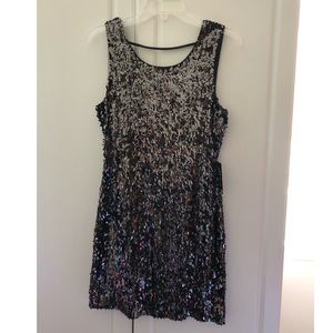 Express Sequin Pewter Gray Dress